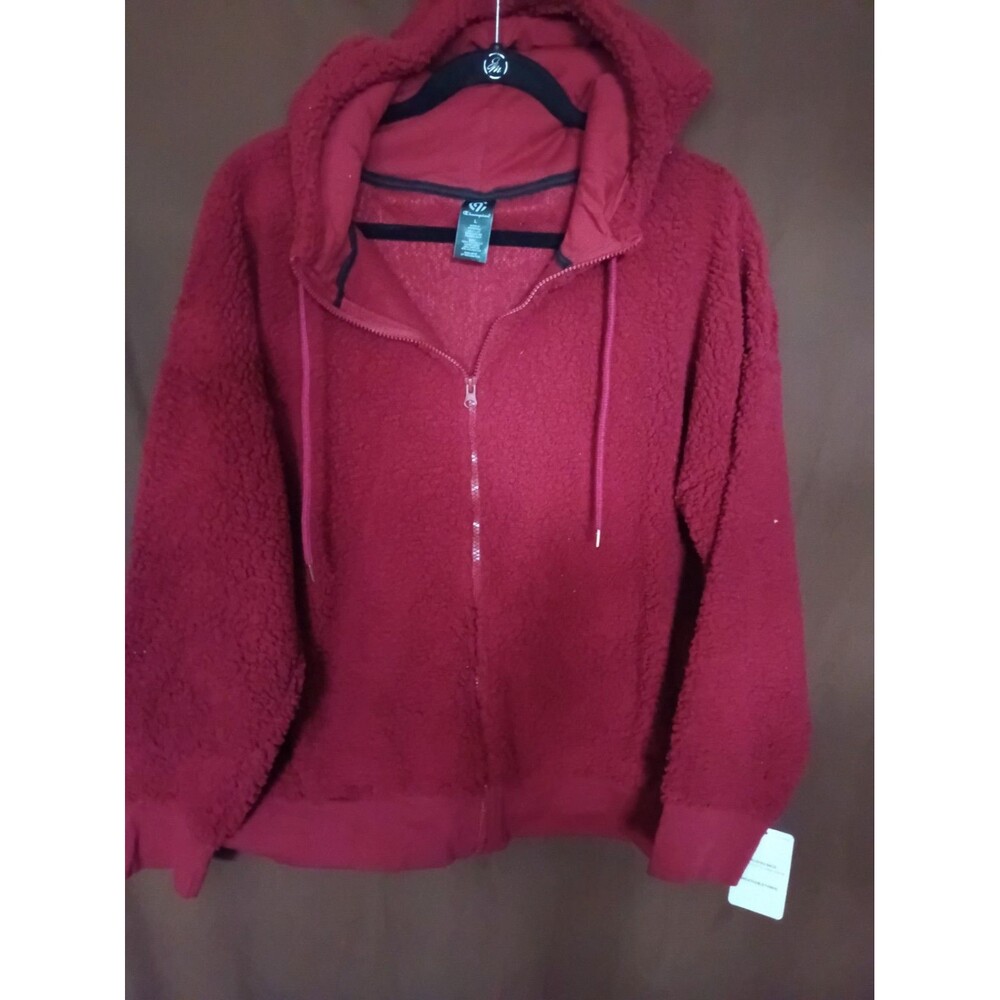 C9 Champion Women's Sherpa Fleece Zip-Up Hoodie Jacket in maroon/burgundy
